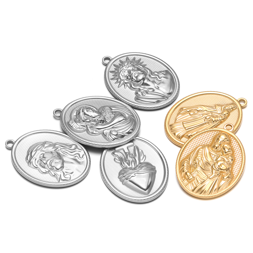 5pcs Stainless Steel Gold Oval - огляд і ціна Cross Pendant Necklace Gold