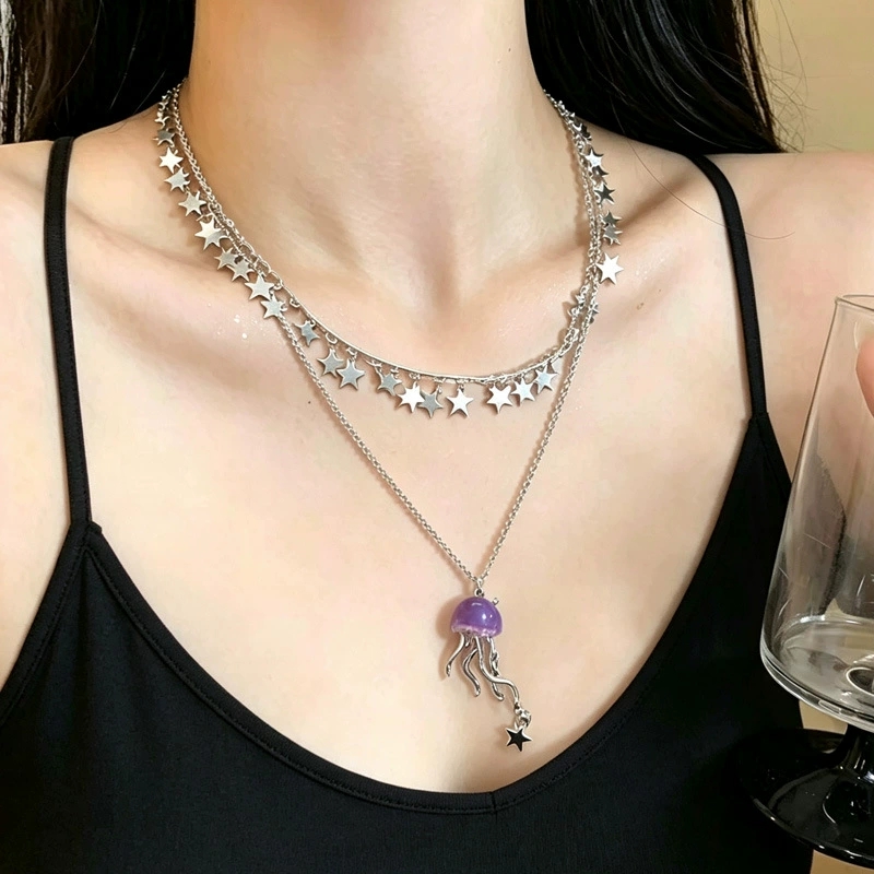 Cute Purple Jellyfish Ocean St - огляд і ціна Layered Pendant Necklace Aesthetic