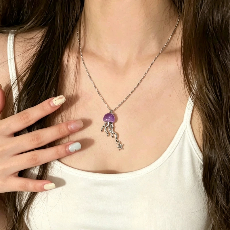Cute Purple Jellyfish Ocean St - огляд і ціна Layered Pendant Necklace Aesthetic