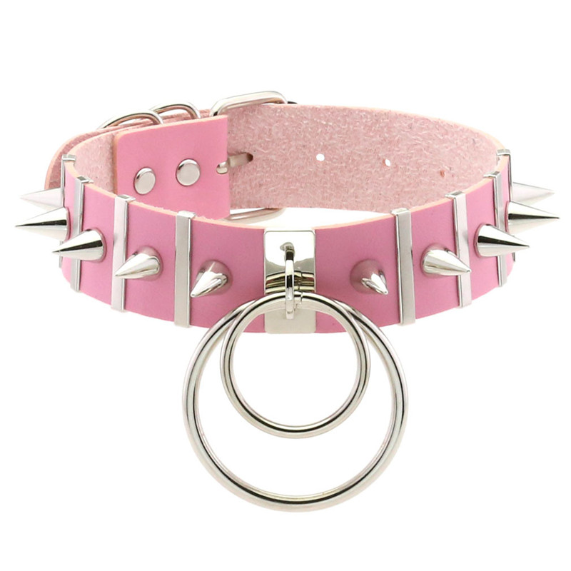 Pink Bondage Spike Choker Neck - огляд і ціна Goth Punk Spike Choker