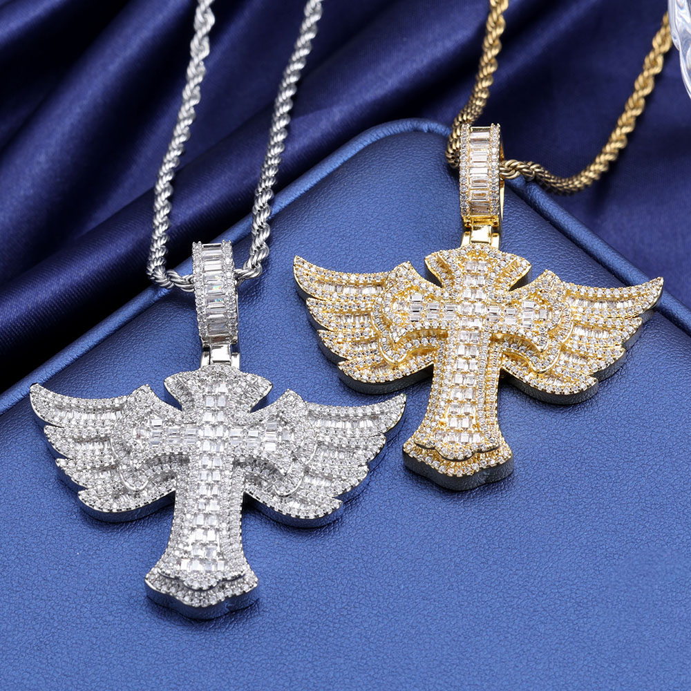Hip Hop Full Diamond 18k gold  - огляд і ціна Cross Pendant Necklace Gold
