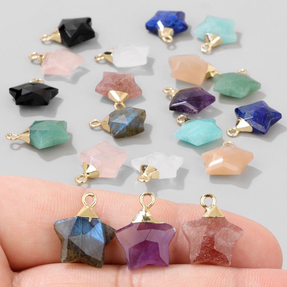 2Pcs Star Shape Stone Pendant  - огляд і ціна Crystal Pendant Necklace Natural Stone