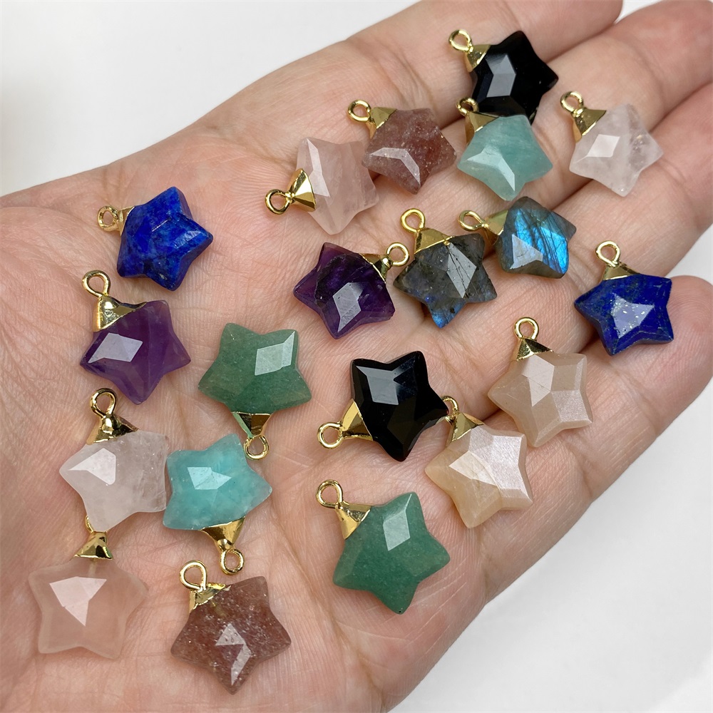 2Pcs Star Shape Stone Pendant  - огляд і ціна Crystal Pendant Necklace Natural Stone